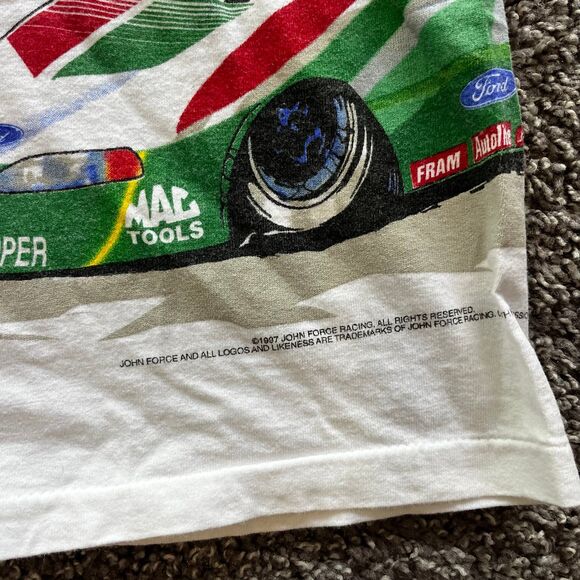 VTG 1997 John Force Racing NASCAR Gastrol GTX T Shirt All Over Print Size Large - Picture 3 of 7
